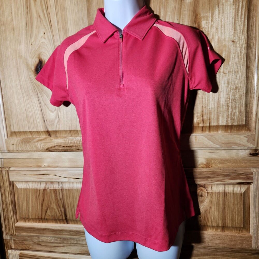 Slazenger Women's Polo Shirt Size Small Zip Up UV Protection Wicking